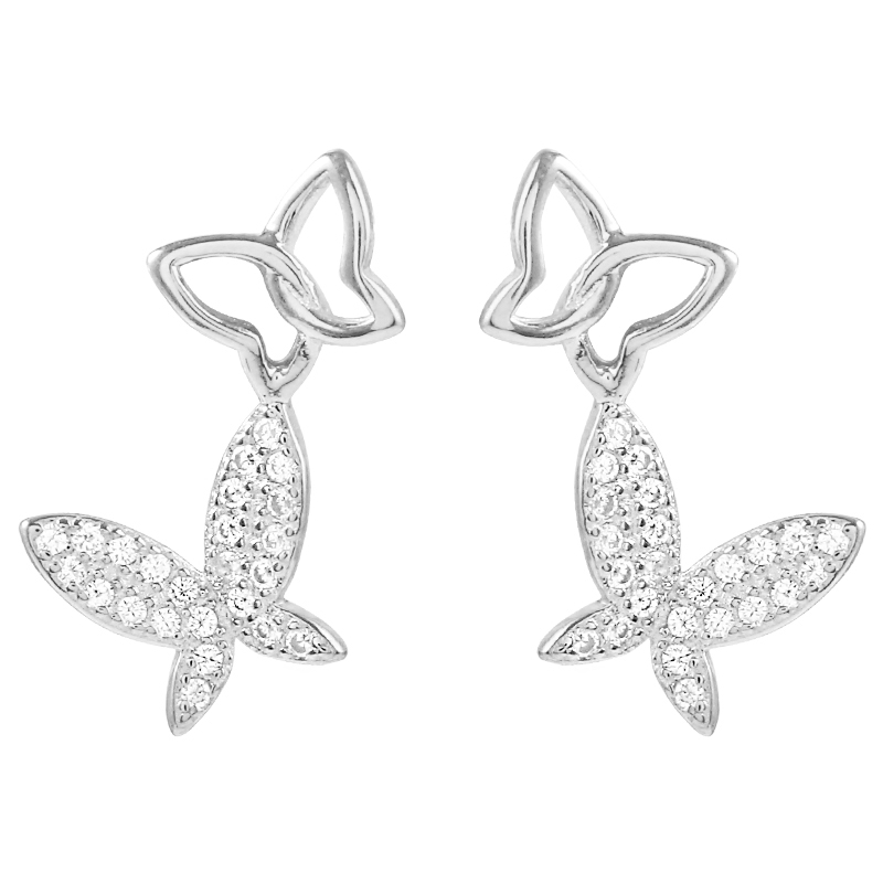Wholesale Fashion Accessories 18K Gold Plated Cubic Zirconia Butterfly Stud Earrings Women Jewelry(图6)
