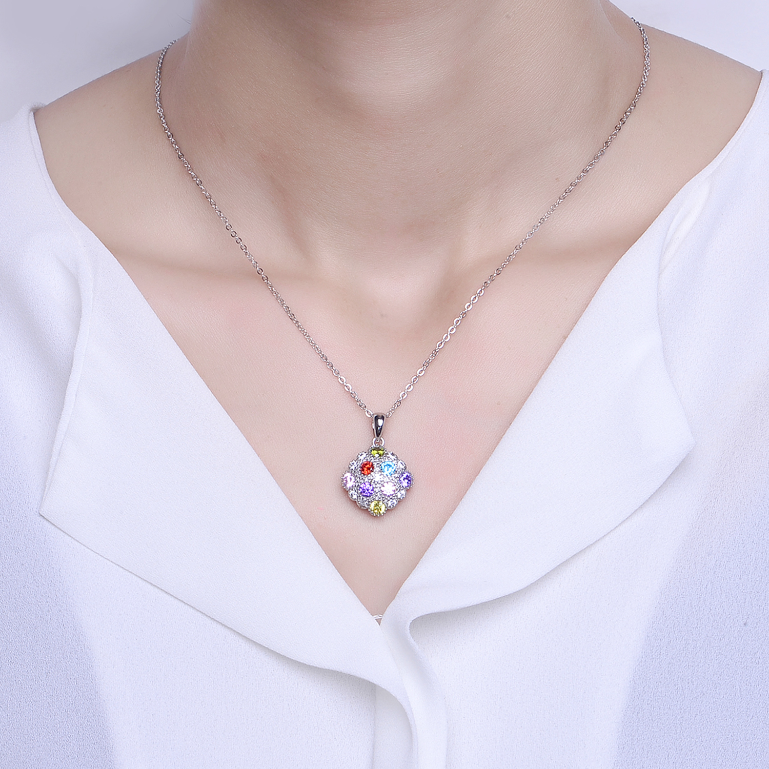 Luxury High Quality 925 Sterling Silver Women Colorful Cubic Zirconia Jewelry Sets(图6)