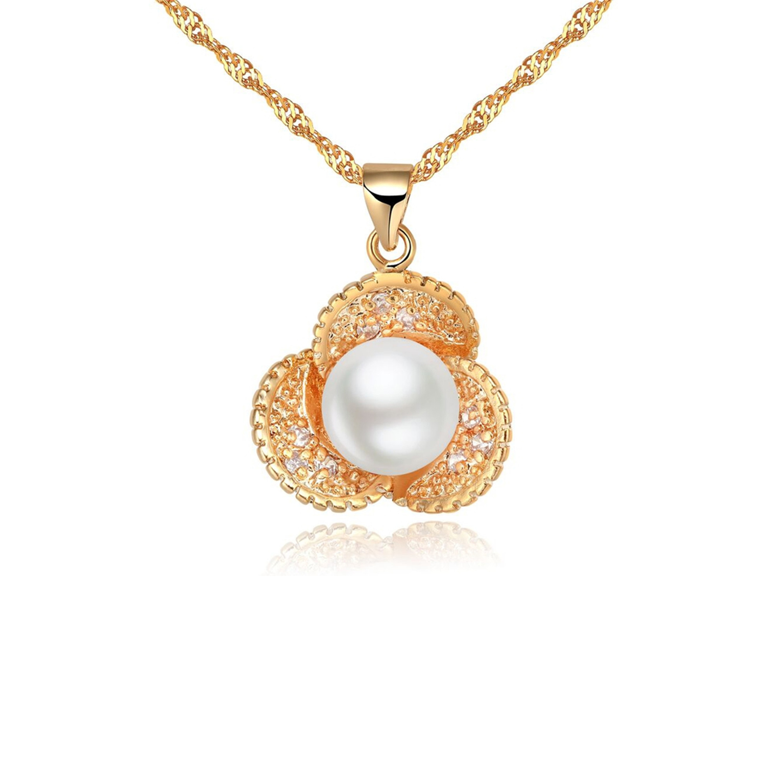  cubic zircon pearl brass 10k 14k 18k gold plated luxury aesthetic high end jewelry set for women(图6)