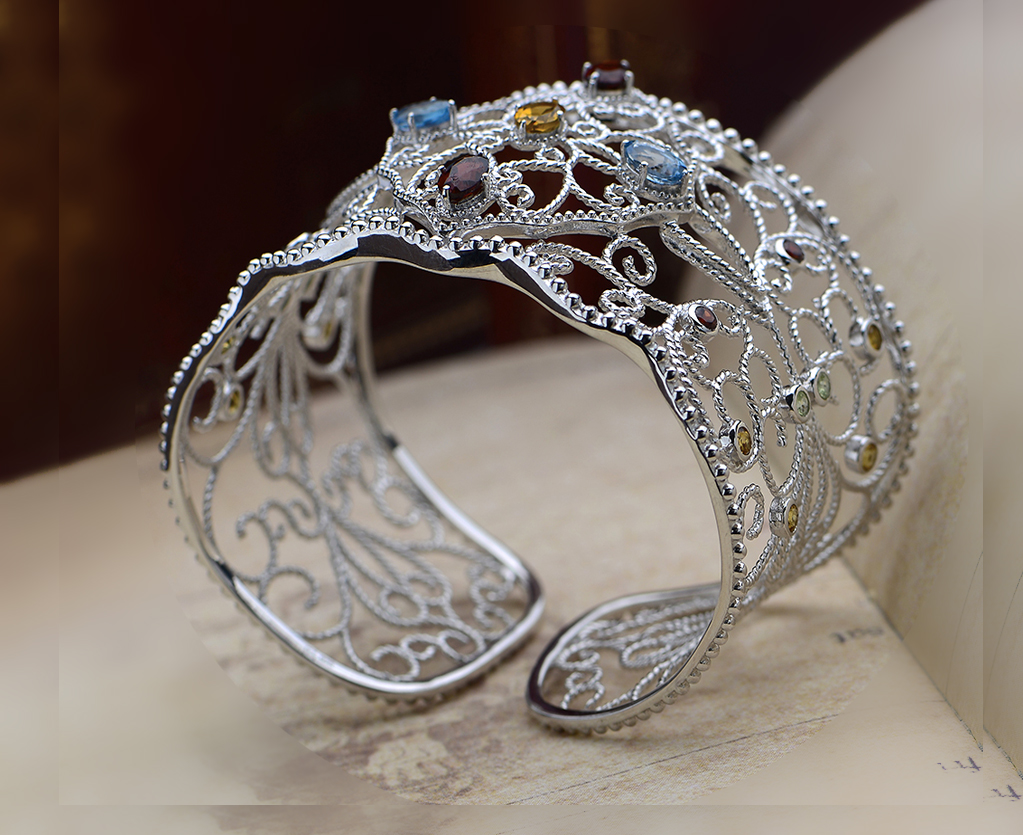Unique and stylish 925 sterling silver color CZ bracelet jewelry womens Arabic jewelry(图2)