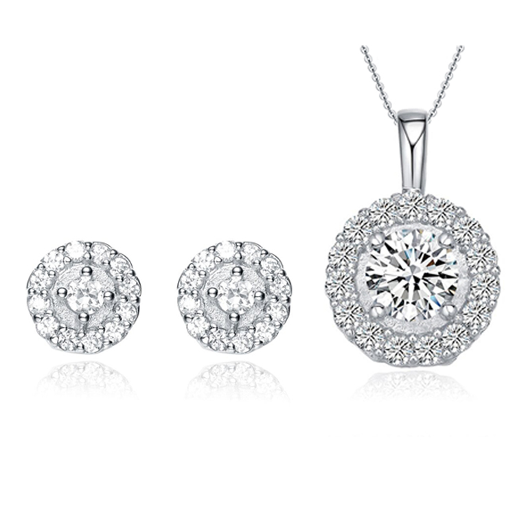 High Quality Rhodium Plated Women CZ 925 Sterling Silver Dainty Fashion Zirconia Jewelry Sets(图4)