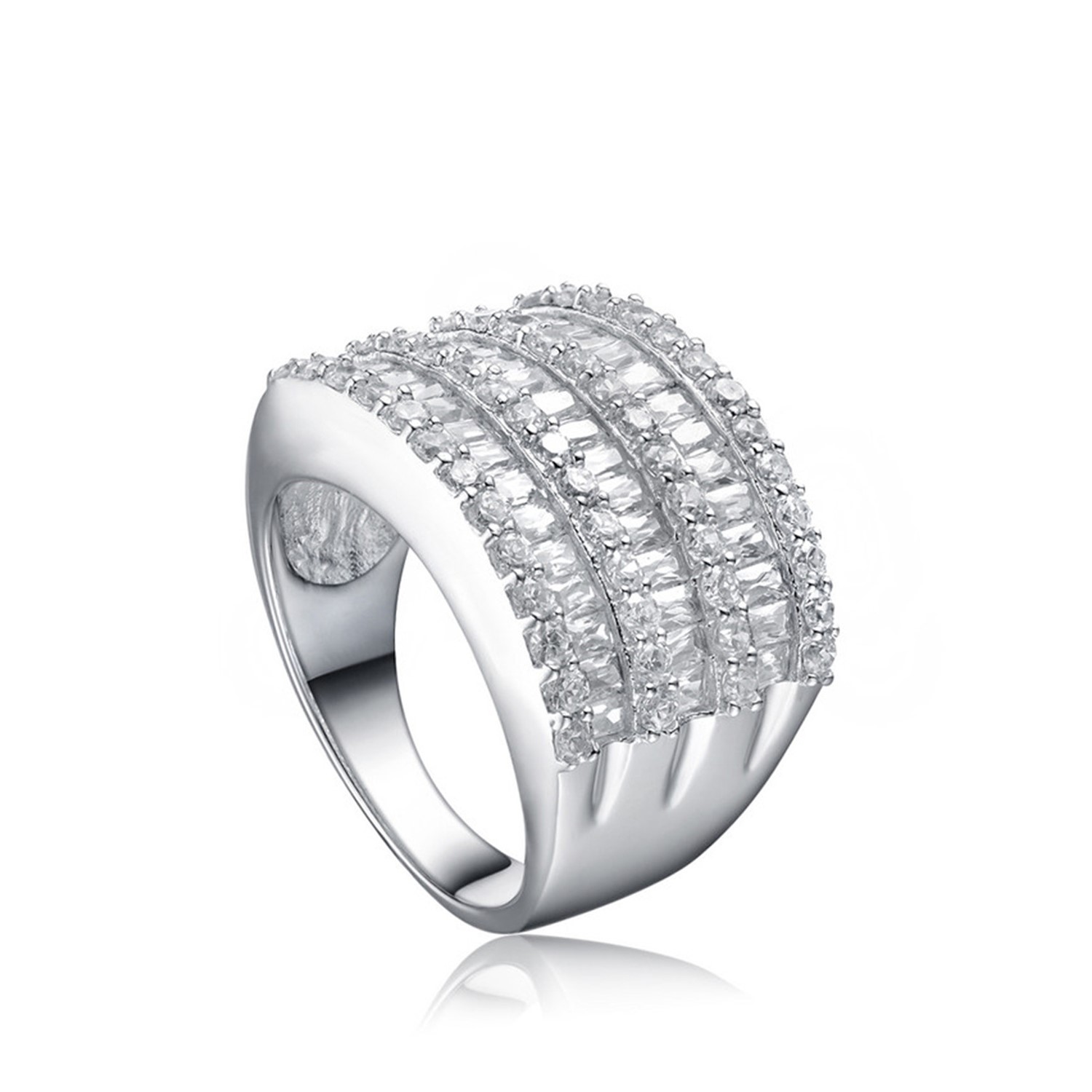 CZ Lines Fashion Jewelry Wholesale Micro Paved 925 sterling silver Gift Women Trendy jewelry ring(图2)