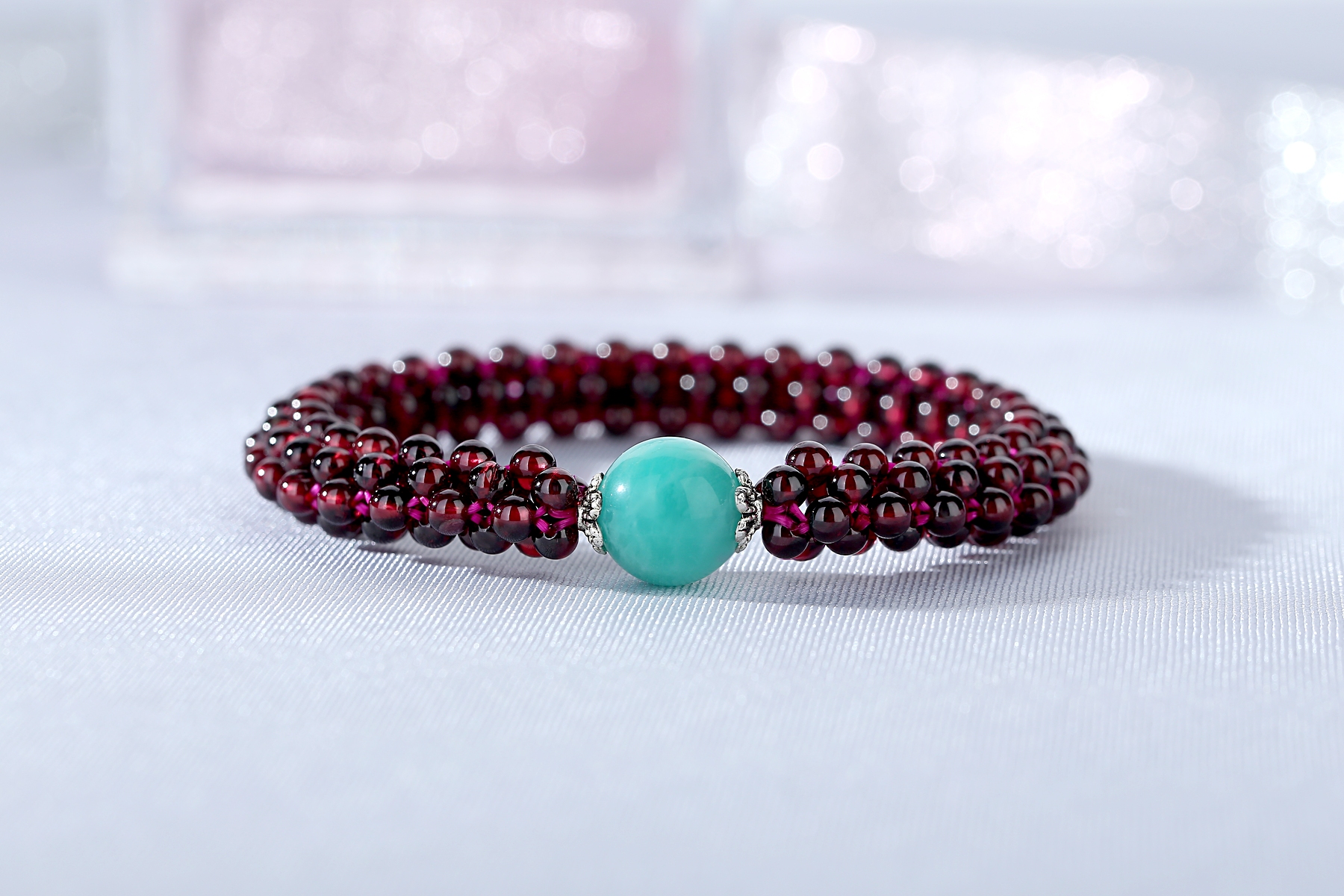 Gift party wedding Fine jewelry Womens beaded bracelet garnet bracelet(图4)