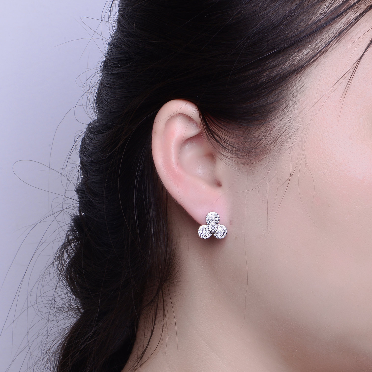 Trendy Luxury Bridal Zirconia Flower Earring Pendant Necklace 925 Sterling Silver Women Jewelry Set(图9)
