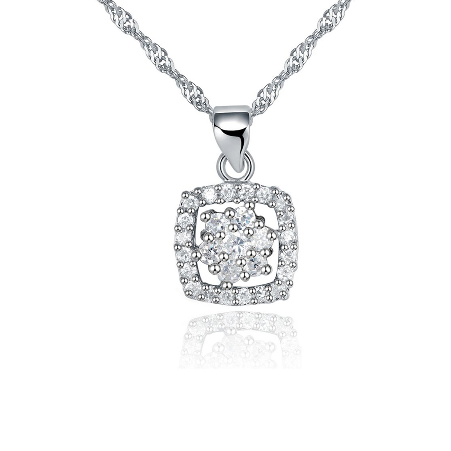 High Quality CZ Pendant Necklace 925 Sterling Silver Women Cubic Zirconia Bridal Jewelry Sets(图8)