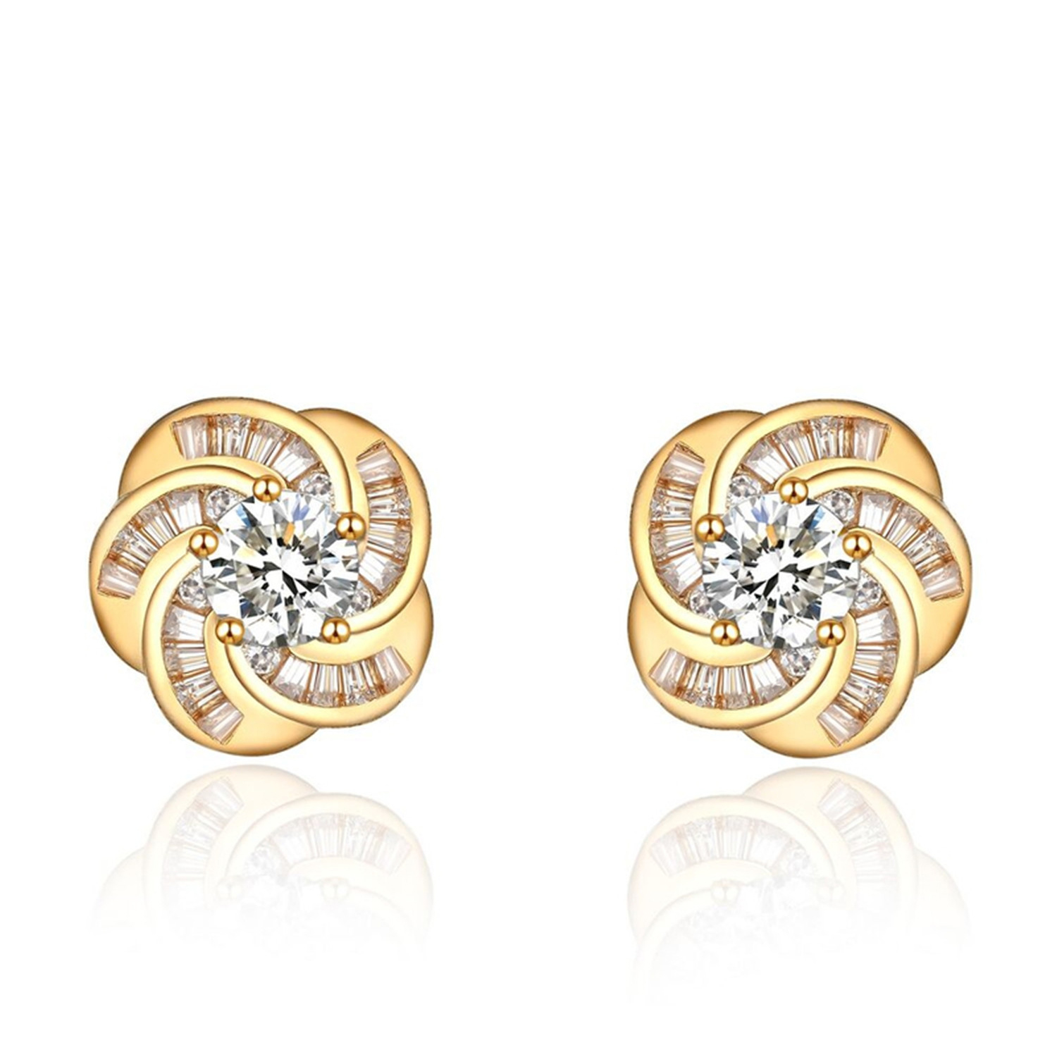 Trendy Wholesale Jewelry Woman Flower Zirconia Dainty Luxury 14k 18k Gold Plated Jewelry Set(图8)