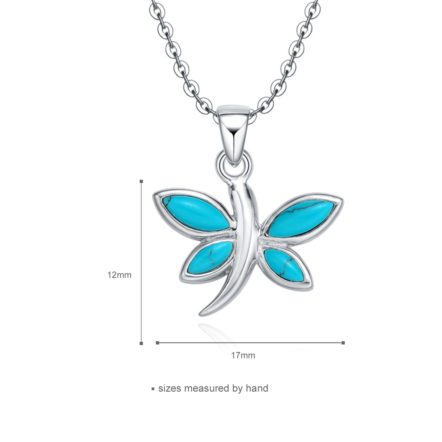 Simple Charming Turquoise Dragonfly Butterfly 925 Sterling Silver Pendant Necklace Jewellery Manufac(图7)