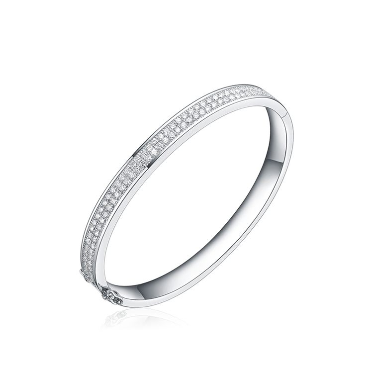 Elegant custom 925 Sterling Silver Bracelet CZ tennis bangle jewelry(图1)