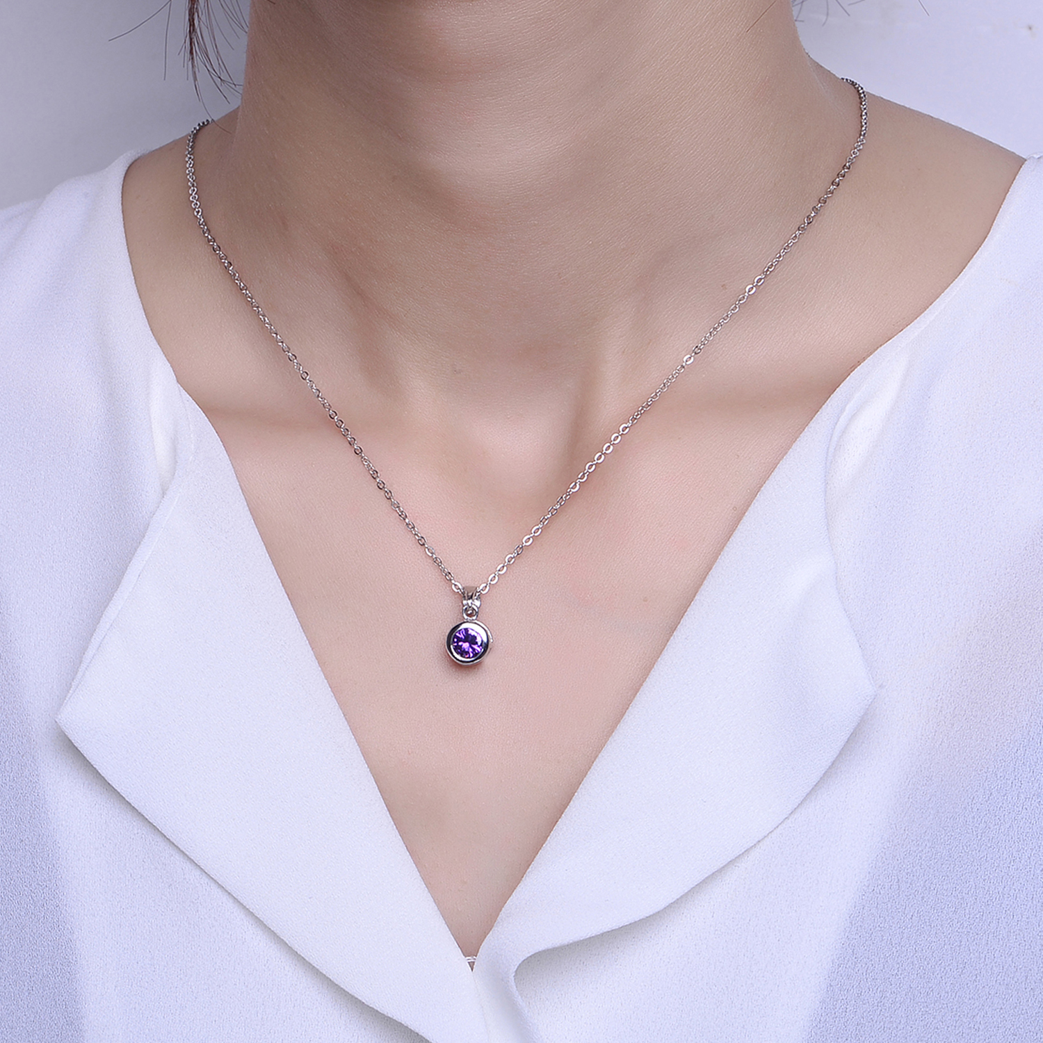 Luxury trendy 925 Sterling Sliver Pendant Cubic Zirconia Purple Jewelry Sets Women(图4)