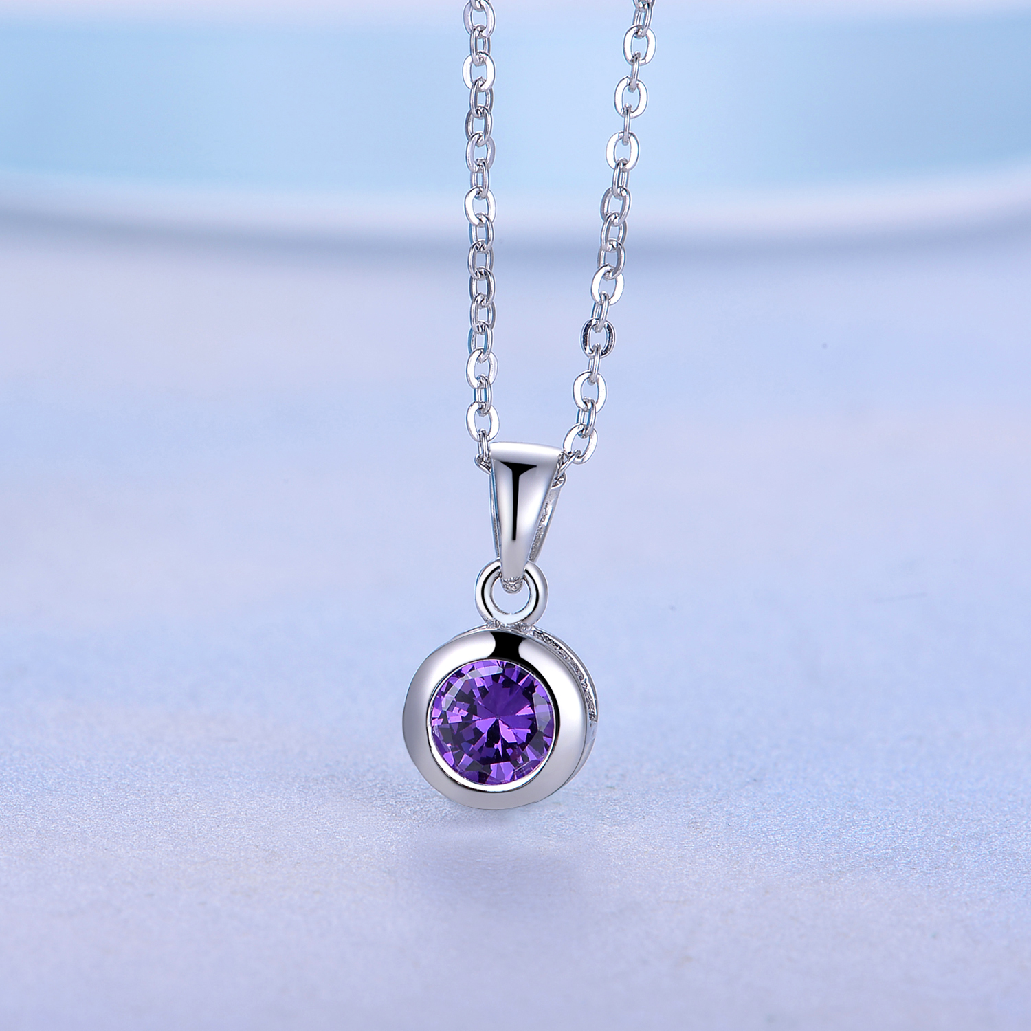 Luxury trendy 925 Sterling Sliver Pendant Cubic Zirconia Purple Jewelry Sets Women(图7)