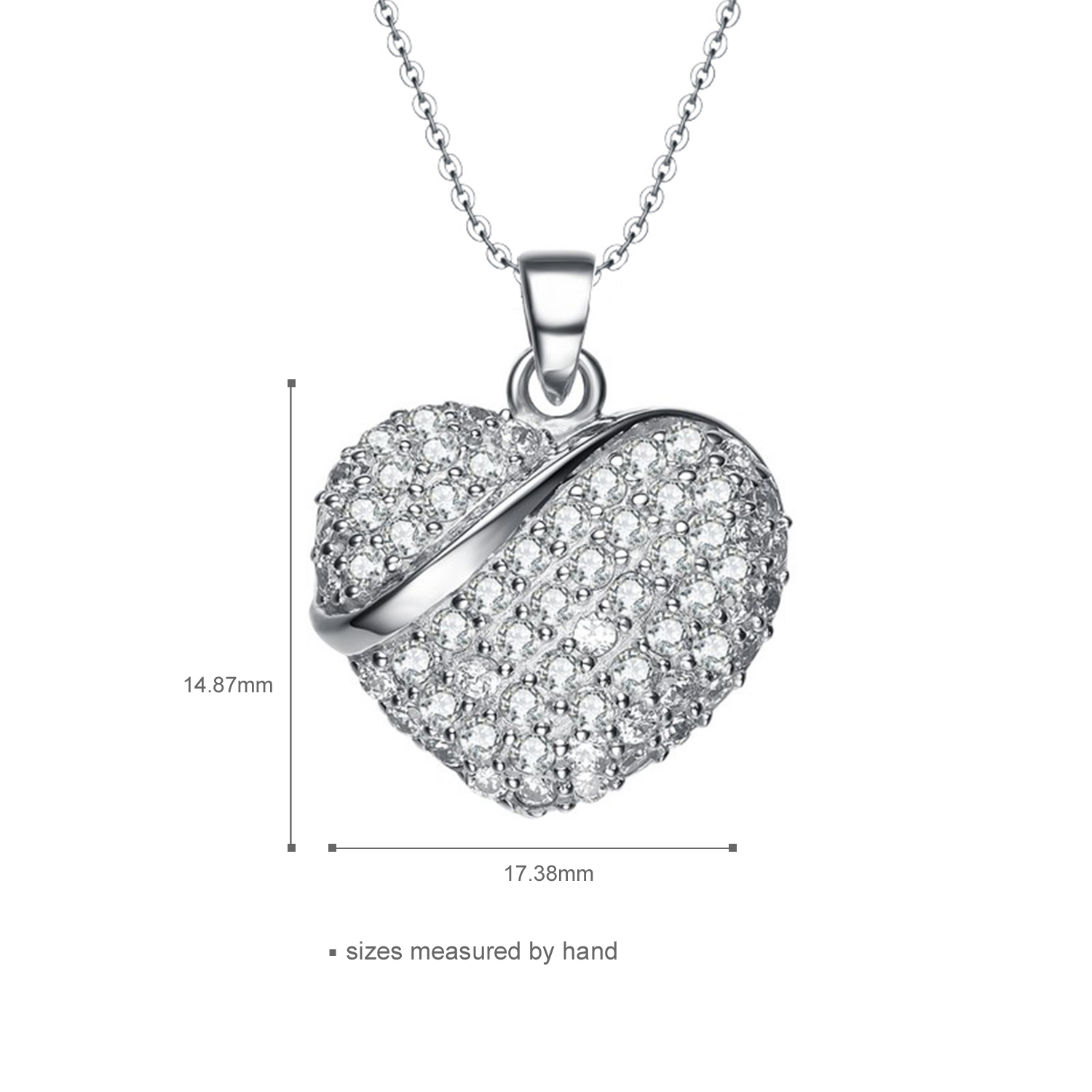 925 Sterling Sliver Pendant Earrings Cubic Zirconia Heart Jewelry Sets Women Pendant Earrings(图10)