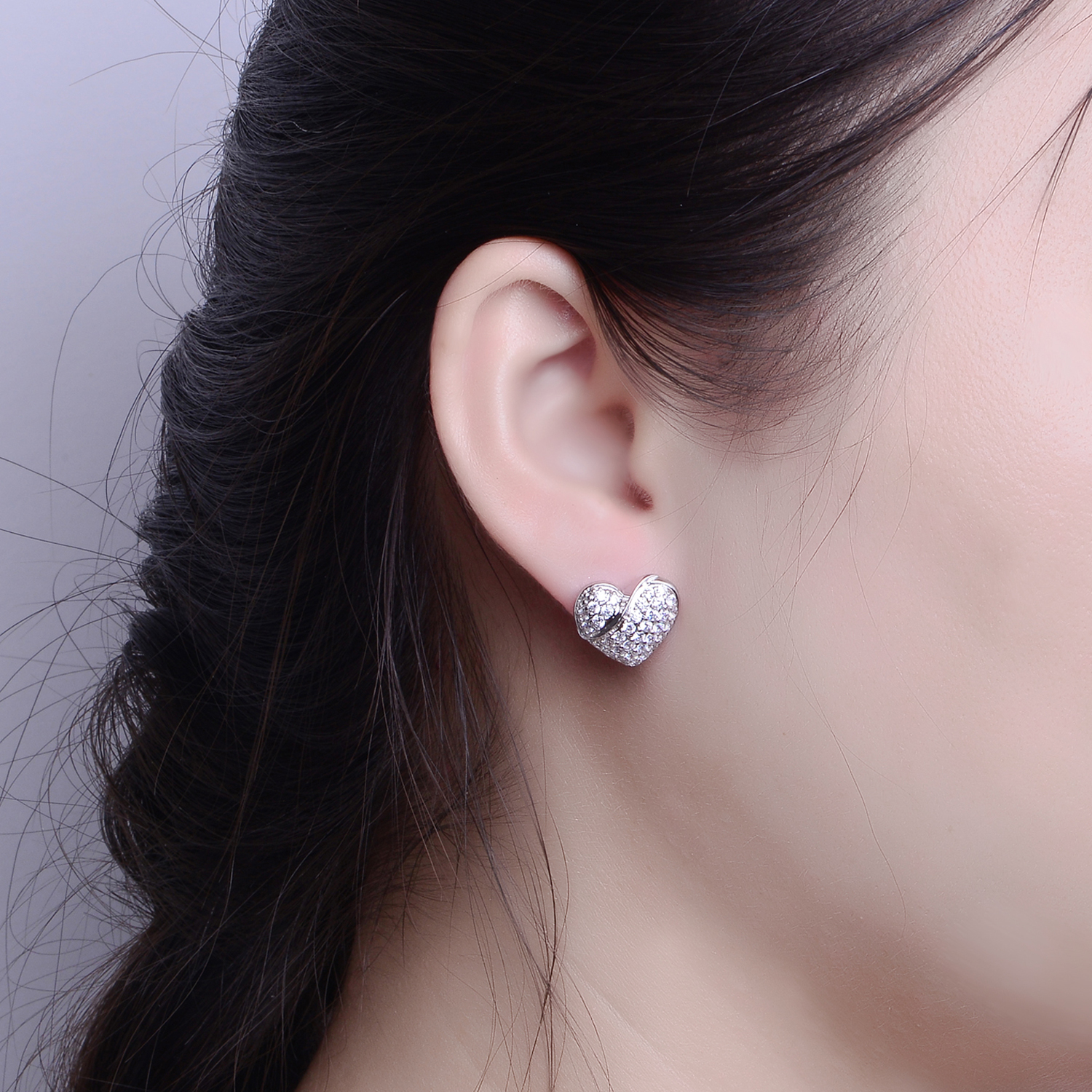 925 Sterling Sliver Pendant Earrings Cubic Zirconia Heart Jewelry Sets Women Pendant Earrings(图5)
