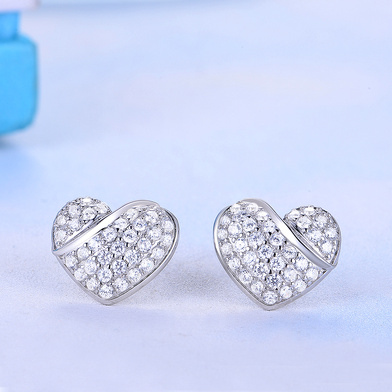925 Sterling Sliver Pendant Earrings Cubic Zirconia Heart Jewelry Sets Women Pendant Earrings(图8)