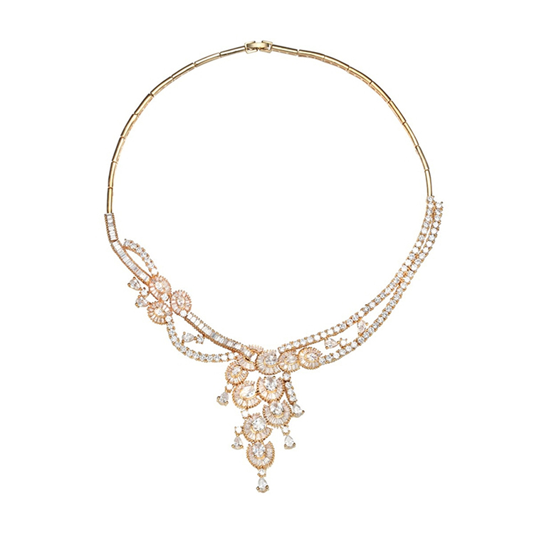 Women Necklace Earrings Ring Bracelet Luxury Bridal 925 Sterling Silver Gold Plated Jewelry Set(图5)