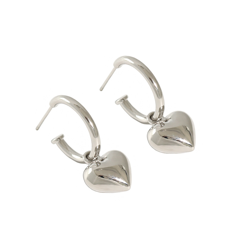 Custom Designer Heart charm Drop 925 sterling silver Gold Plated Drop earrings(图2)