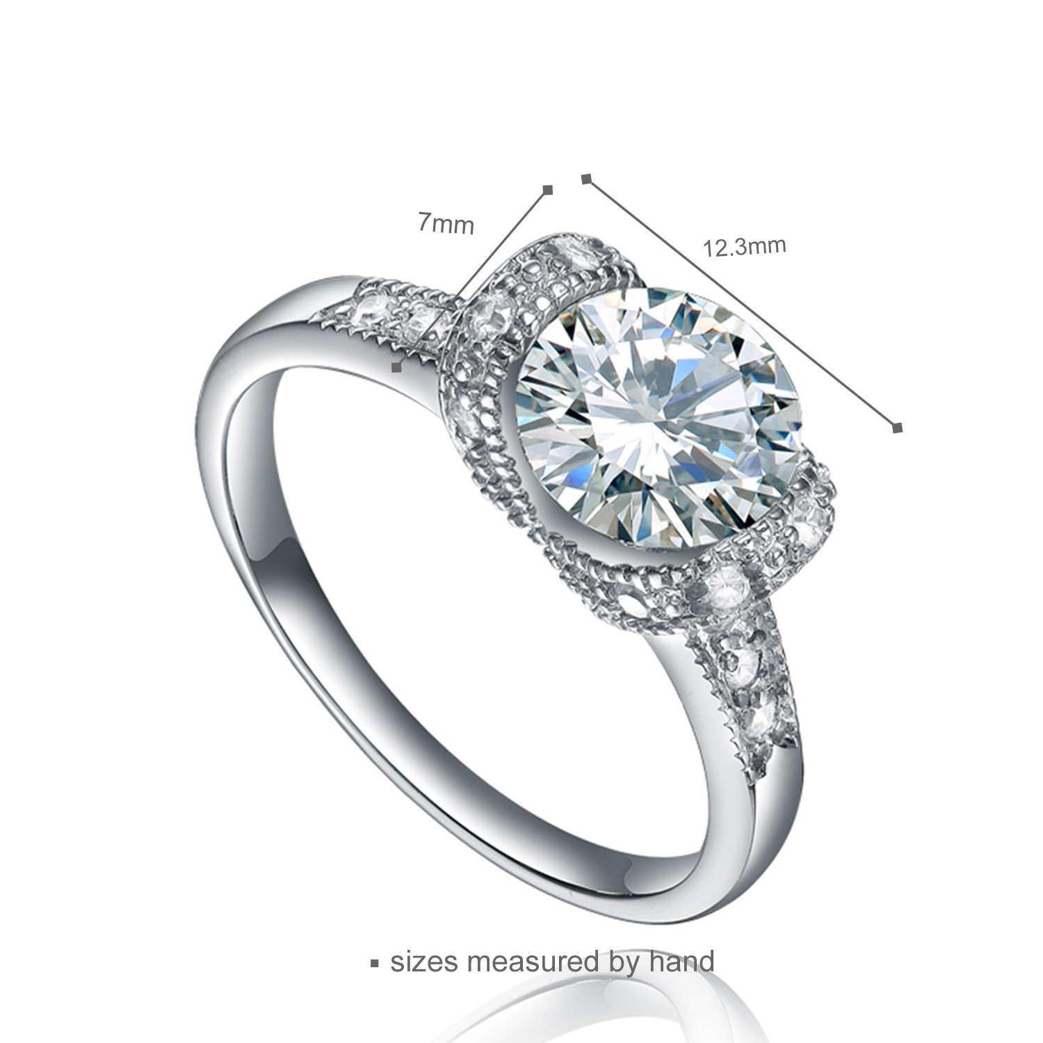 Classic Rhodium Plated Cubic Zircon Women Jewelry 925 Sterling Silver Engagement Wedding Rings