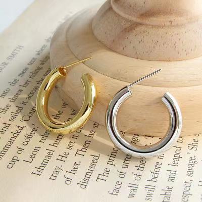 Anniversary Engagement Gift Party Wedding 925 Silver Gold Statement Hoop Earrings(图5)