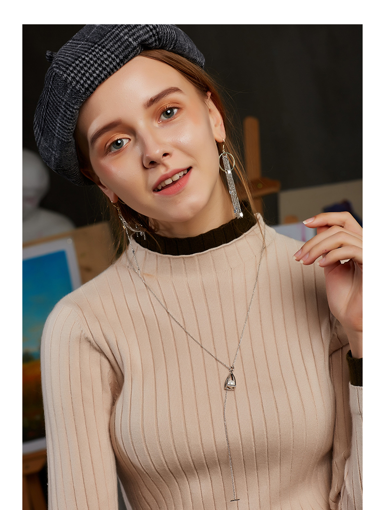 Fashion Sweater Chain Rhodium Plated Wholesale Custom Women Jewelry Ball Brass Designer Necklace(图8)