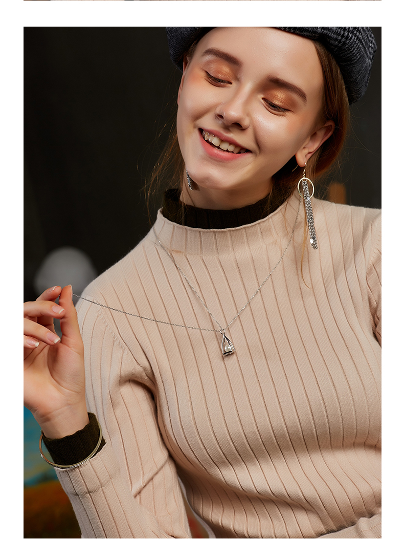 Fashion Sweater Chain Rhodium Plated Wholesale Custom Women Jewelry Ball Brass Designer Necklace(图9)