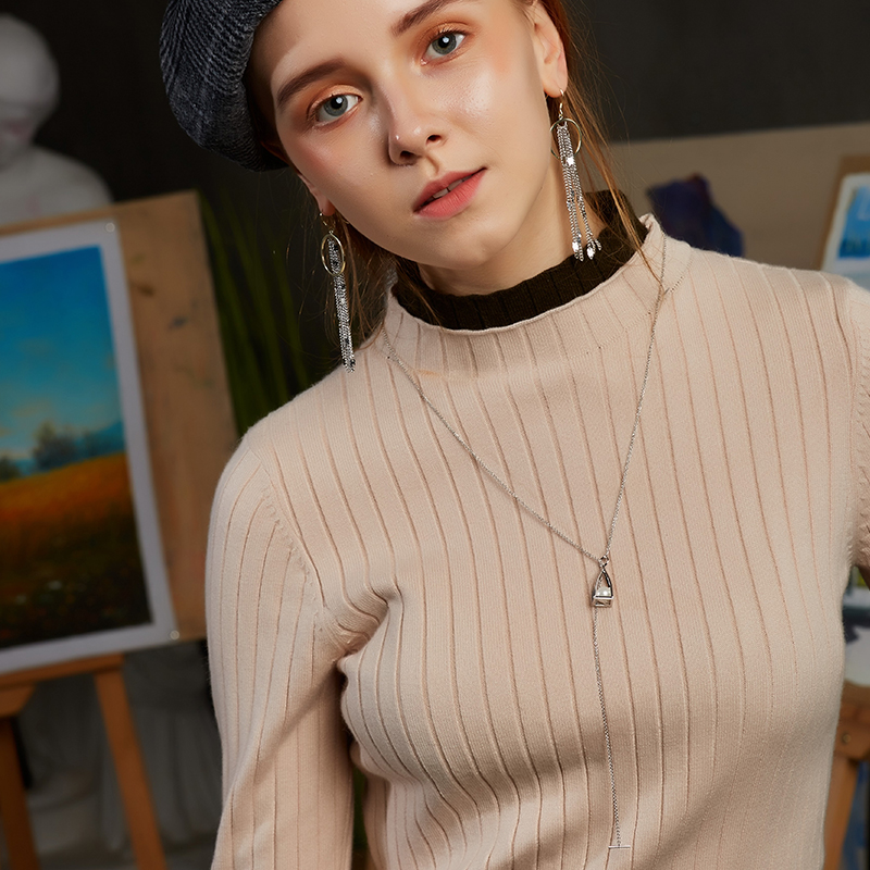 Fashion Sweater Chain Rhodium Plated Wholesale Custom Women Jewelry Ball Brass Designer Necklace(图4)