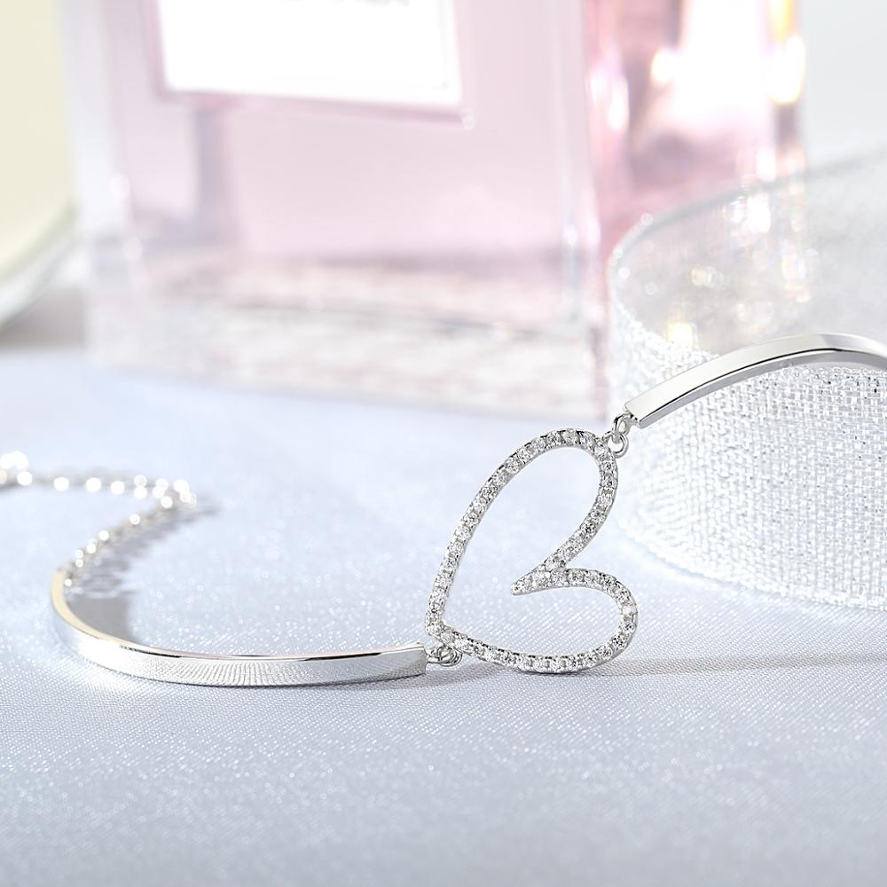 Bracelets Wholesale Jewelry Women Dainty Cubic Zirconia 925 Sterling Silver Heart Loves Bracelet(图3)