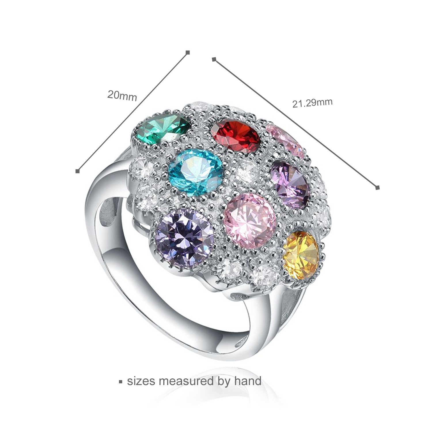 Colorful Stone Cubic Zirconia Wholesale Women Jewelry 925 Sterling Silver Rings Jewelry Women