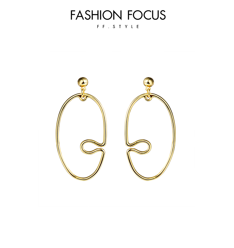 Trendy Earrings Women Eco-friendly Brass Irregular Shape 14K Gold Plated Large Hoop Drop Earrings(图4)