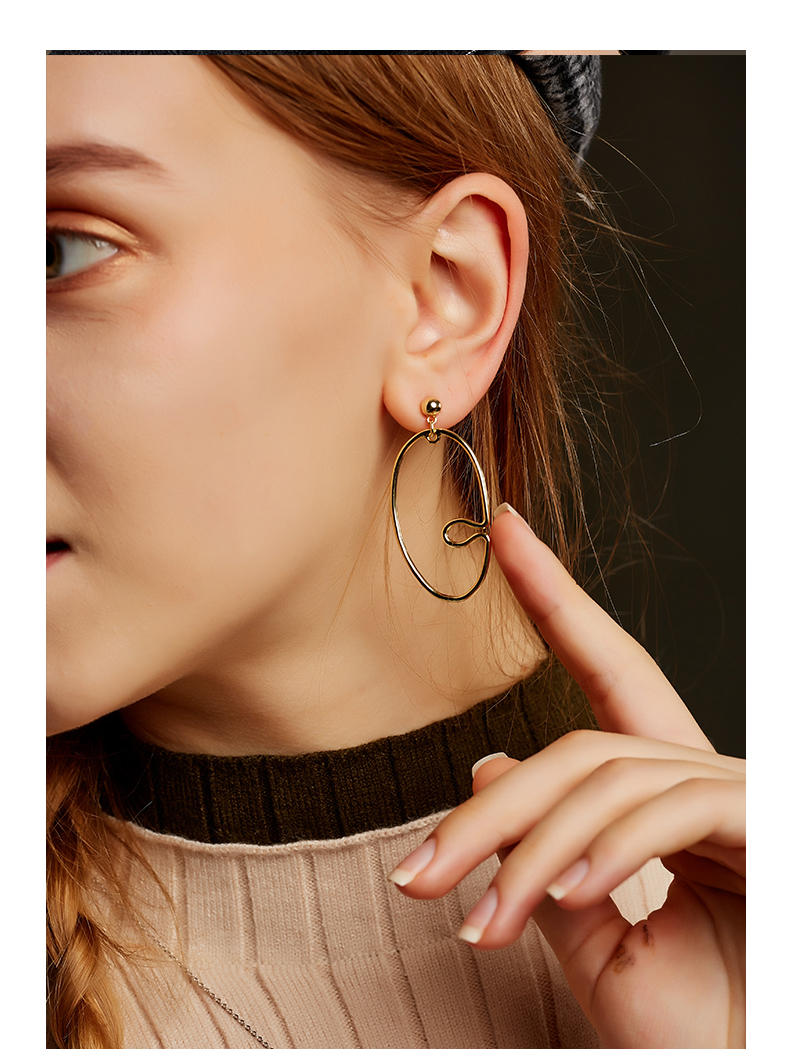 Trendy Earrings Women Eco-friendly Brass Irregular Shape 14K Gold Plated Large Hoop Drop Earrings(图6)