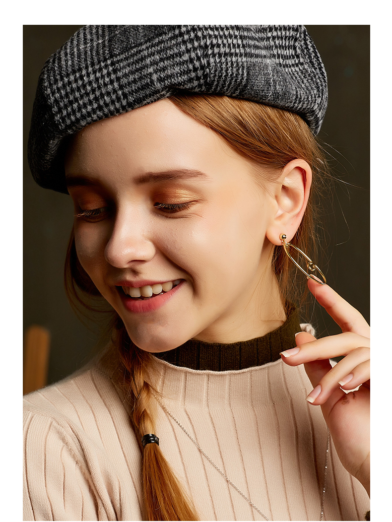 Trendy Earrings Women Eco-friendly Brass Irregular Shape 14K Gold Plated Large Hoop Drop Earrings(图5)