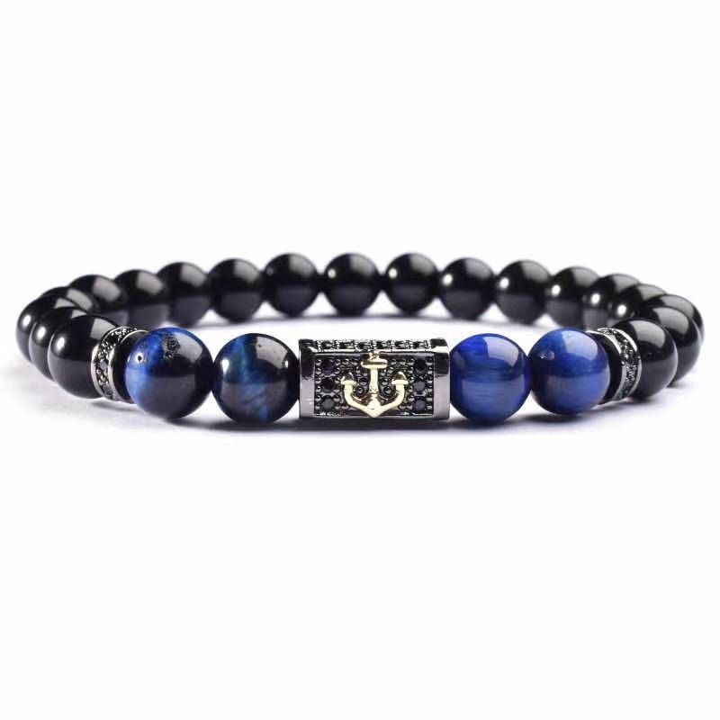 Black matte agate natural stone beads personalized Bangle mens Luxury Jewelry Bracelet(图6)