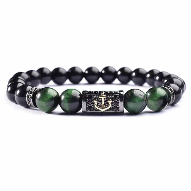 Black matte agate natural stone beads personalized Bangle mens Luxury Jewelry Bracelet(图5)