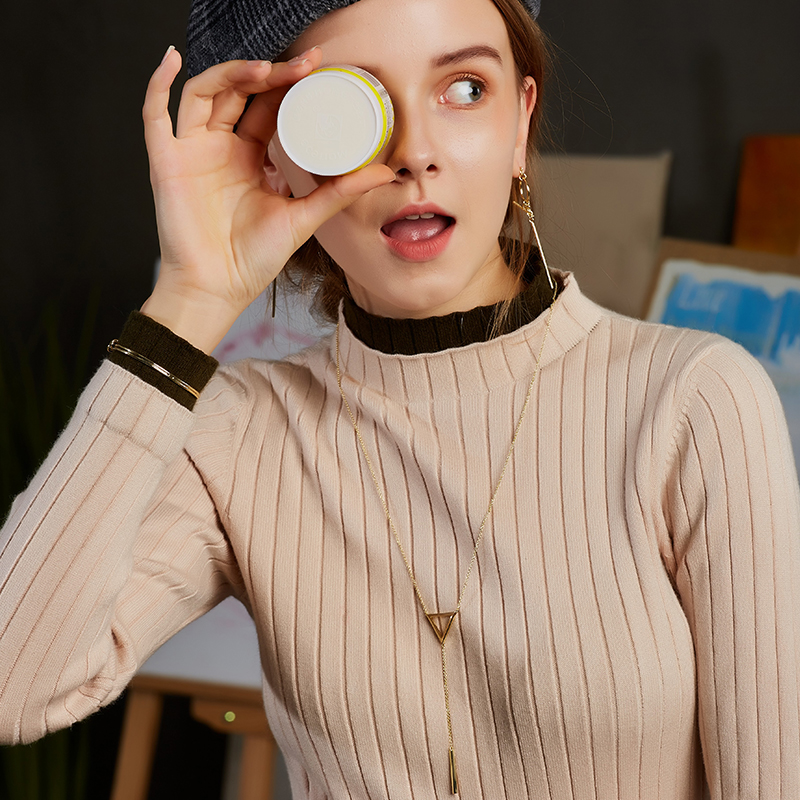 Gold 14K necklace fashion chain light luxury pendant environmental brass  geometry  sweater necklace(图3)