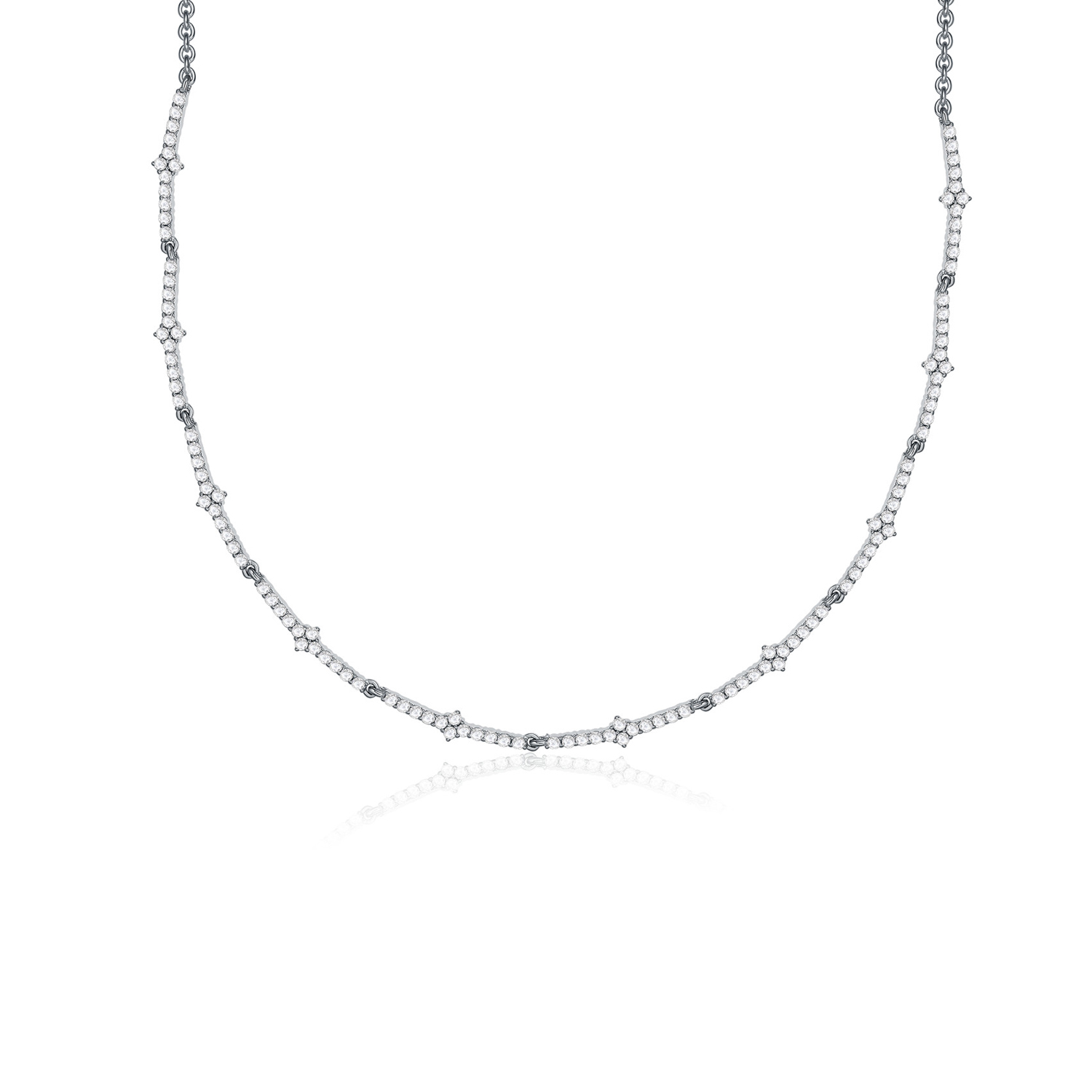 High Quality Cubic Zircon silver ring chain necklace earrings Jewelry Sets(图6)