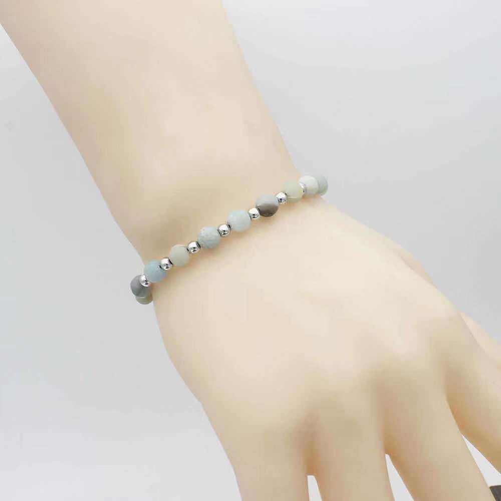 Unisex Fashionable 8mm Natural Stone Copper Beads Adjustable Accessories Beaded Braclet(图7)