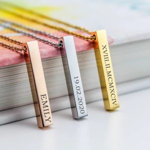 Personalized Custom Stainless Steel Bar Necklace