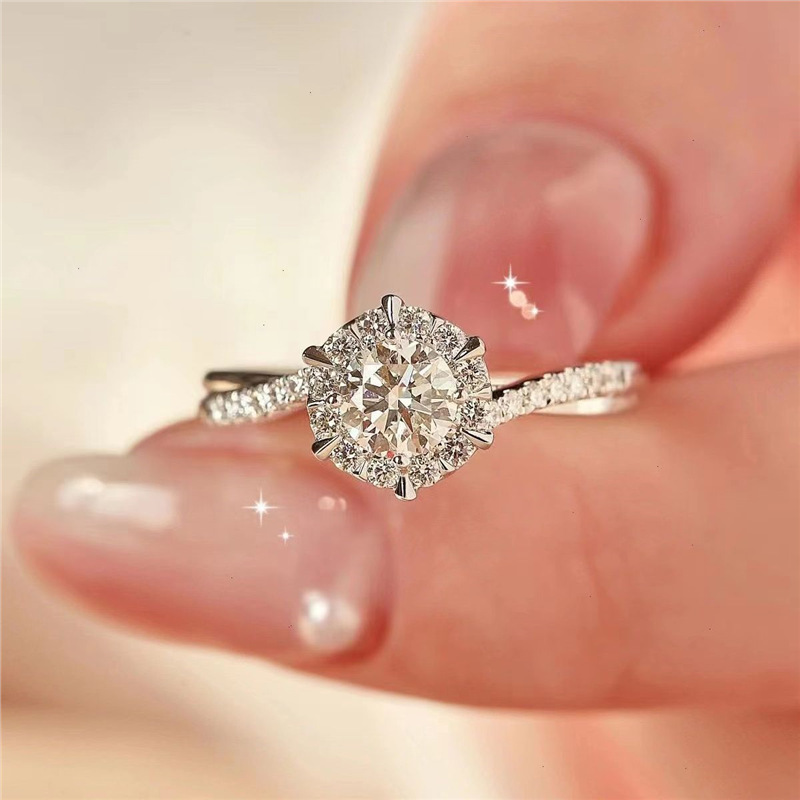 Adjustable Couple Engagement Rings Wedding Band Set Sparkling Ring Pair ...