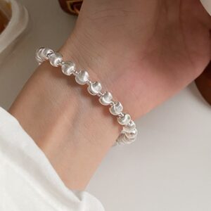 StarHarvest 2025 New Copper Silver Plated Brushed Cat Eye Bead Bracelet Women's Minimalist Luxurious Fashion Silver Jewelry
