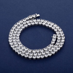 Shining Silver Jewelry Cubic Zirconia Tennis Chain Necklace for Men and Women Hip Hop Stainless Steel Fashion Jewelry Everyday Gift