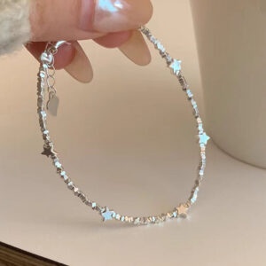 Elegant Starry Minimalist Silver Jewelry Women's Bracelet with Plated S925 Sterling Silver Fragments for Everyday Luxury Styling