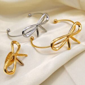 Stylish silver jewelry bow bracelet for autumn winter women