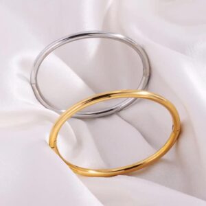 silver jewelry shiny open bangle minimalist design fashion accessory