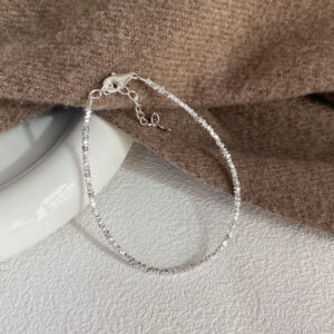 Stylish Minimalist 999 Sterling Silver Crushed Granule Chain Bracelet Exquisite Light Luxury Jewelry with Versatile Daily Wear Design for Women