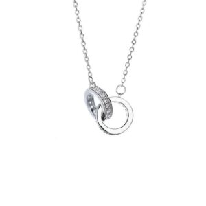Double Hoop S925 Sterling Silver Plated Necklace for Women 2025 New Arrival Minimalist Luxury Gift for Girlfriend Best Friend Modern Silver Jewelry Design