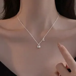925 Sterling Silver Minimalist Pendant Necklace with Ball Charm Dainty Adjustable Chain for Women Timeless Silver Jewelry Gifts