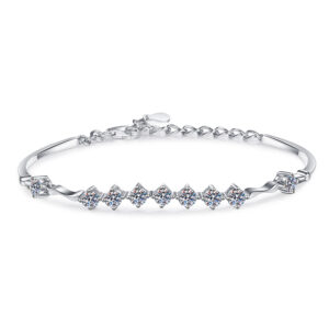 High Quality 925 Sterling Silver Jewelry Women's Linked Chain Bracelet with Moissanite Stones for Summer Cooling Style Direct Factory Supply