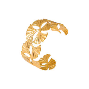 Gold plated silver jewelry with ginkgo leaf resists tarnish