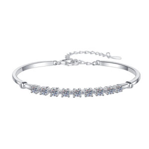 Adjustable 925 Sterling Silver Bracelet for Women Cubic Zirconia Modern Minimalist Fashion Silver Jewelry Wholesale Trendy Everyday Accessories