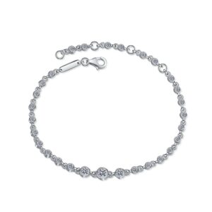 Luxurious Minimalist S925 Sterling Silver Jewelry Dainty Adjustable Full Moissanite Bracelet Elegant Champagne Gold Tone Everyday Womens Handmade Accessories