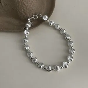 925 Silver Jewelry Adjustable Hand Bracelet with Cat Eye Beads Korean Vintage Minimalist Design Unique Elegant Chain Accessory for Women