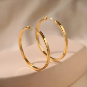 Brass jewelry minimalist circle hoop earrings gold plated